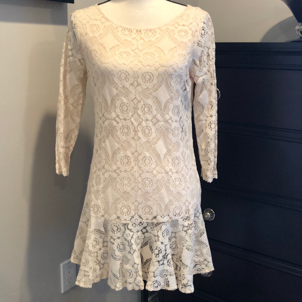 Free People Cream Lace Dress Small